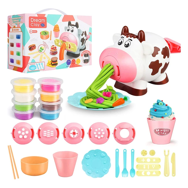 Juego de Plastilina de 28 Piezas con Herramientas de Cocina, Máquina para Hacer Helados y Fideos - Para Niños y Niñas de 3 a 8 Años