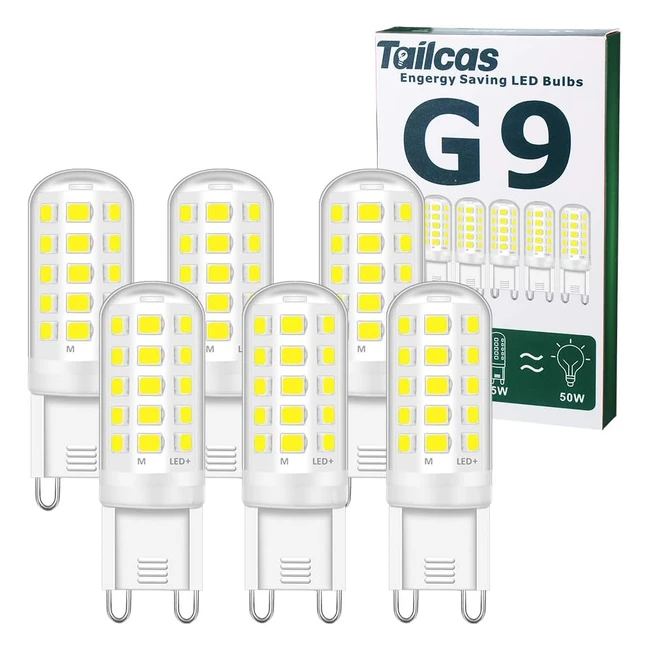Pack 6 Bombillas LED G9 5W Blanco Frio 6000K - Equivalente a 50W Halógenas - Sin Parpadeo - 500lm - Ángulo de Luz de 360º