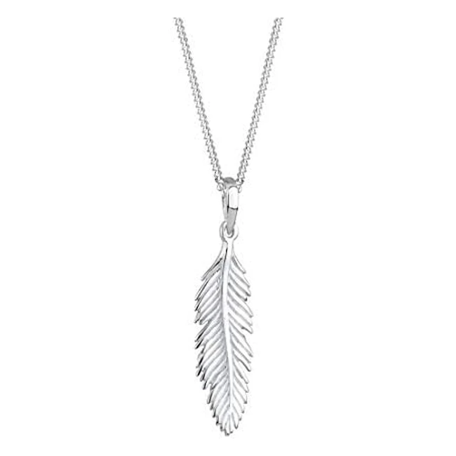 Collier femme élégant avec pendentif plume en argent sterling 925 - Elli
