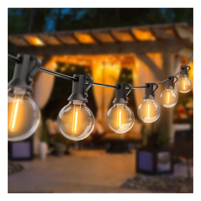 Guirnalda de luces exterior Woolmug 603 LED G40 impermeable IP44 para jardín, patio, fiesta y boda