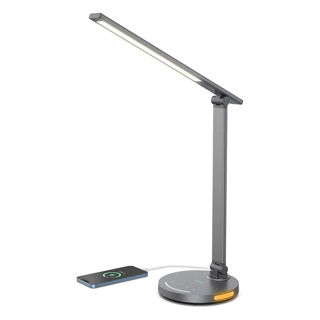 LED Metal Desk Lamp - 7 Brightness Levels & 5 Modes - USB Charging Port - Auto Timer - Ideal for Home Office & Bedroom