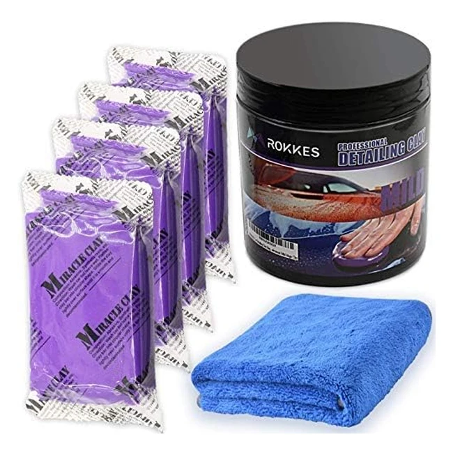 Magic Clay Bar Kit for Car Detailing - Premium 4 Block x100g Auto Clay Bar with Adsorption Capacity - Mild Grade - Includes Cleaning Towel