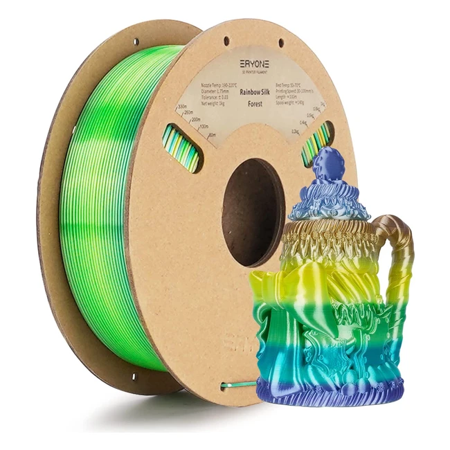 Filamento de seda Eryone PLA 175mm para impresora 3D - Rainbow Forest - 1kg