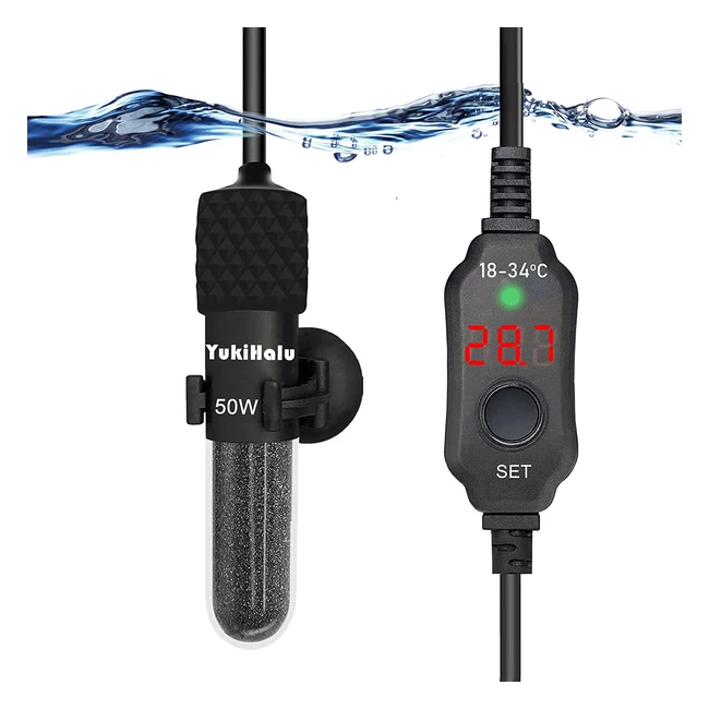 Chauffe-aquarium Yukihalu 50W pour aquariums de 40 litres - Compact, précis et économe en énergie