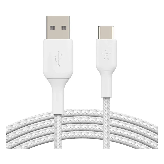 Cable Belkin USB-C Boost Charge, carga y sincronización rápida para Samsung Galaxy, iPad Pro, Nintendo Switch y más - 1m blanco
