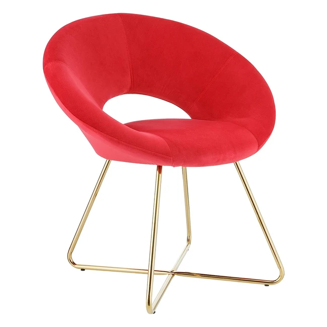 Poltrona circolare in velluto rosso con gambe in ferro dorato - Baroni Home