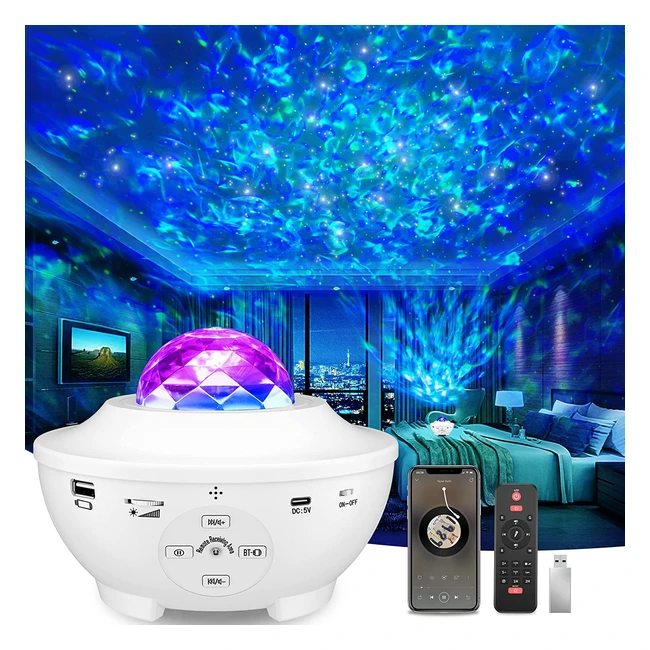Projecteur Ciel Etoile LED avec Enceinte Bluetooth et Minuterie pour Chambre d'Enfant - Décoration de Noël, Pâques et Halloween