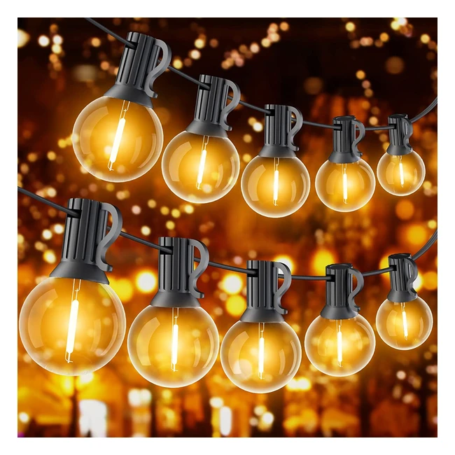 Guirlandes lumineuses LED étanches Gluroo G40 30m pour jardin, cour, porche et bistro