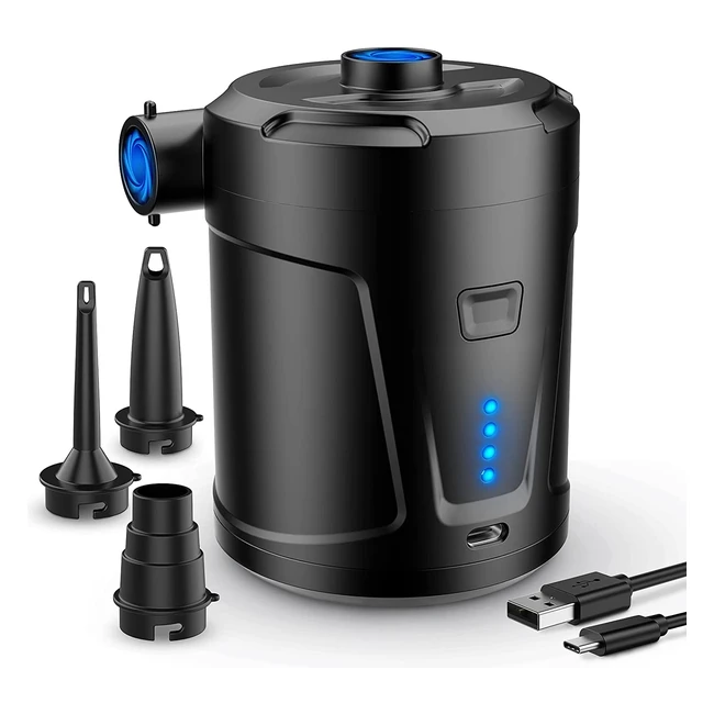 Mini pompe à air électrique rechargeable 5200mAh avec 4 buses d'air - Gonfleur rapide pour bateau, matelas et plus