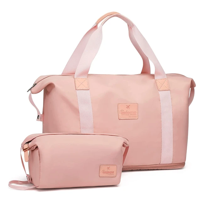 IMIOMO Travel Gym Duffel Bag - Large Tote Weekender for Women - Pink Sports Shoulder Hospital Bag
