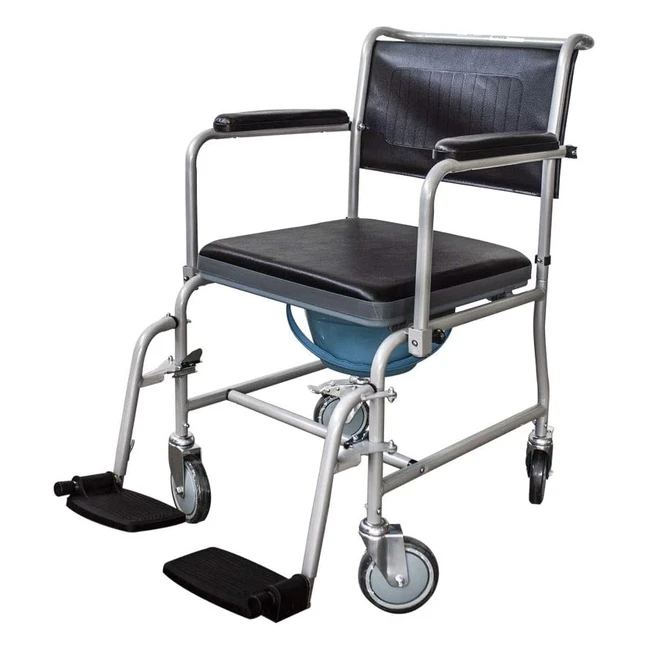 Mobiclinic Toilet Chair with Wheels - Ancla European Brand - Comfort Height - Folding Armrests - Removable Footrests - Grey