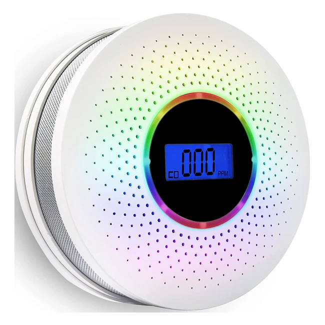 Carbon Monoxide and Smoke Detector with Digital Display and Voice Alarm - Replaceable Battery Operated