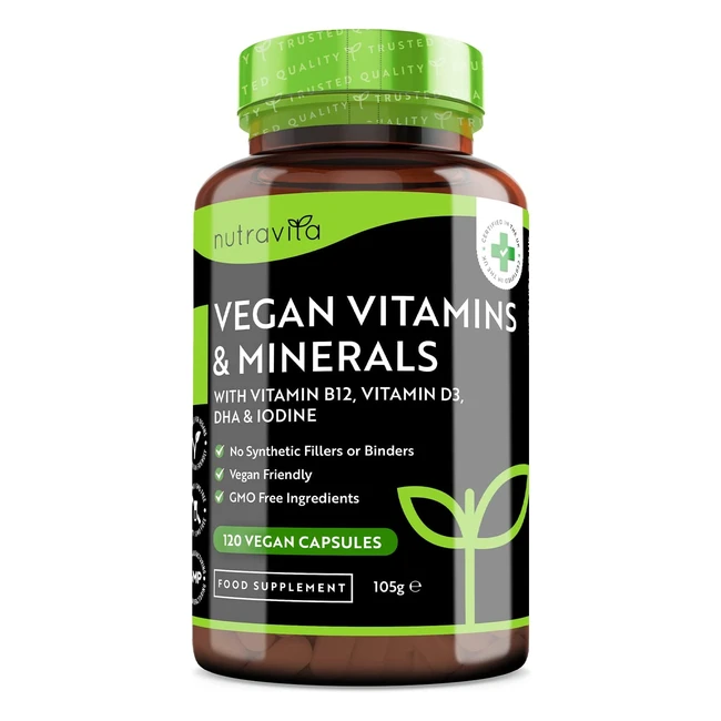 Vegan Multivitamin fr reine Pflanzendit  Vitamin B12 D3 DHA Iod Eisen 