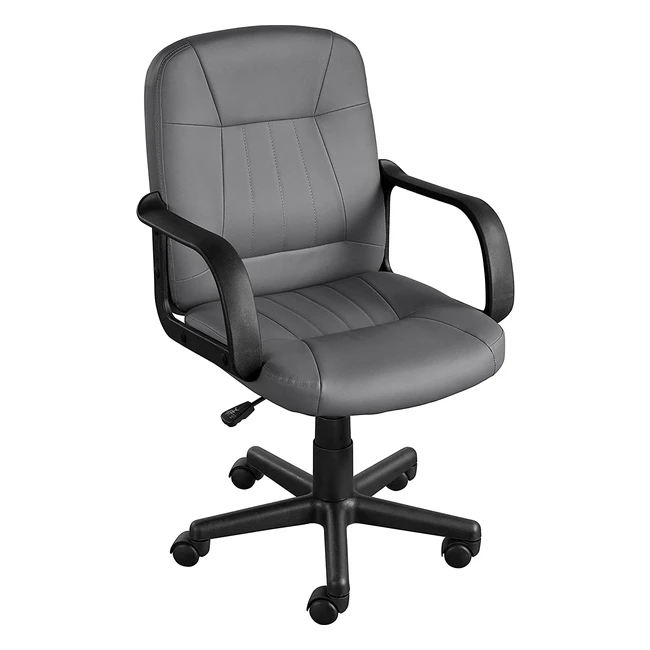 Ergonomischer Bürostuhl Yaheetech - Hhenverstellbarer Drehstuhl mit Armlehnen und Rollen aus Kunstleder