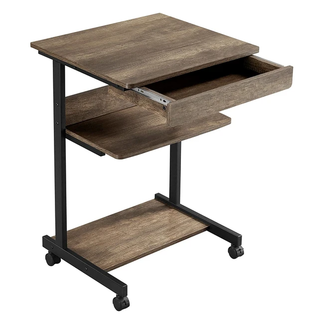 Yaheetech Schreibtisch auf Rollen mit Tastaturablage und offenem Fach - Industriedesign