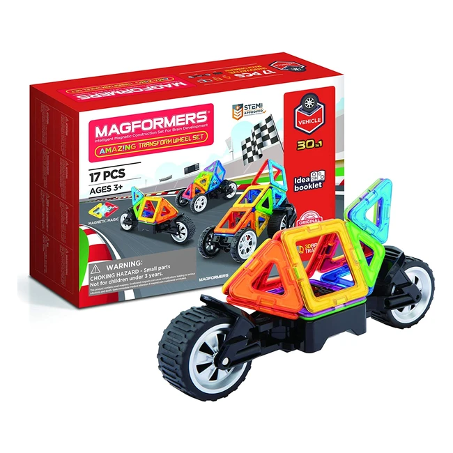 Magformers Amazing Transform Wheel - Gioco di Costruzione Magnetico per Auto e Moto con Ruota Multipla Regolabile