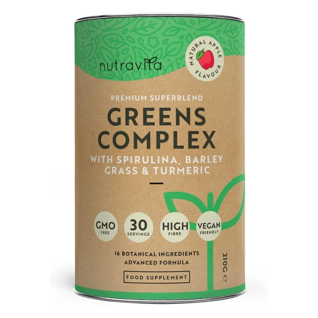 Nutravita Super Greens Pulverkomplex - Natrlicher Apfelgeschmack - Premium-Sup