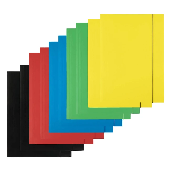 Cartellina in cartone Drect con elastico per DIN A4 - 10 pezzi - Colori assortit