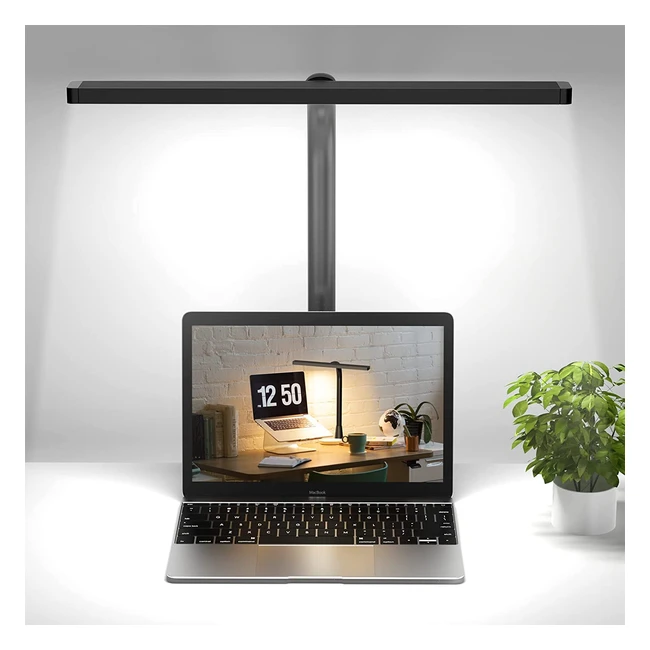 Skyleo LED Desk Lamp - Flexible Gooseneck, 3 Light Modes x 10 Brightness Levels, Remote Control, Energy Saving - Black