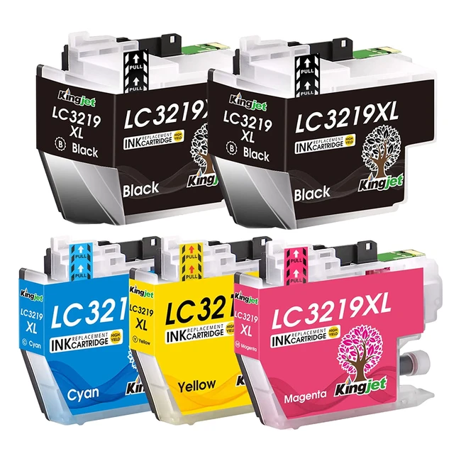 Kingjet LC3219XL Compatible Ink Cartridges for Brother MFC Printers - High Capacity 5 Pack