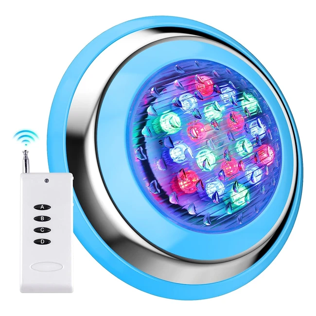 Foco LED Piscina Sumergible RGB Multicolor IP68 - Roleadro 54W - Control Remoto - Iluminación Piscinas