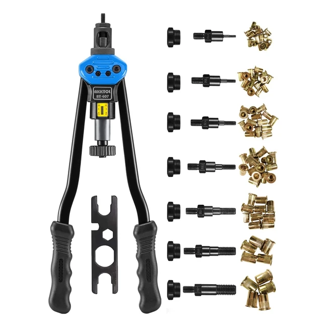 Pince à riveter professionnelle AKKTOL avec 80 crous et rivets M3-M12 - Taille compacte