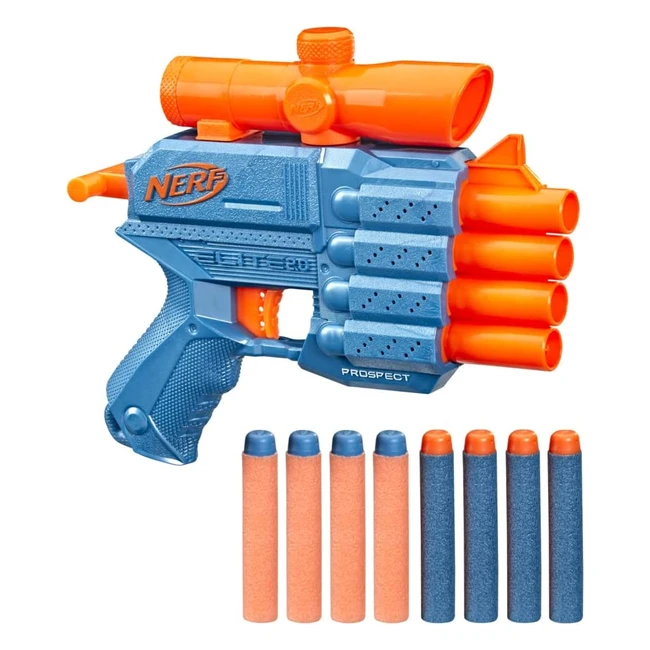Nerf Elite 20 Prospect QS4 Blaster - 4 Barrel Rapid Fire - Includes 8 Official Darts & Targeting Scope