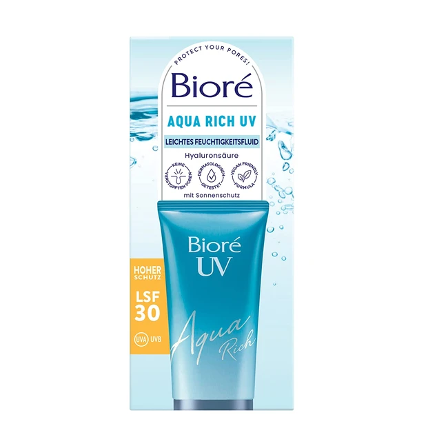 Biore Aqua Rich UV Gesichtsfluid SPF 30 mit Hyaluronsure - Nicht fettend  unt