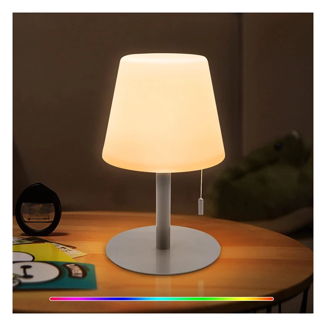 LED Akku Outdoor Tischlampe - Kabellos, Dimmbar, 7 Farben, USB Aufladbar - Silber