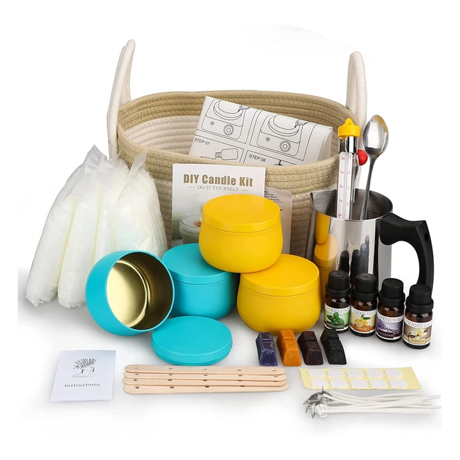 Amorxiao Scented Candle Making Kit - Complete DIY Set with Woven Basket, Natural Soy Wax, Long Lasting Aromatherapy Candles for Women - Gifts Included