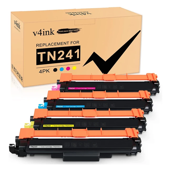 V4ink TN241 TN242 TN245 TN246 Compatible Toner Cartridges for Brother HL Printers - 4 Pack