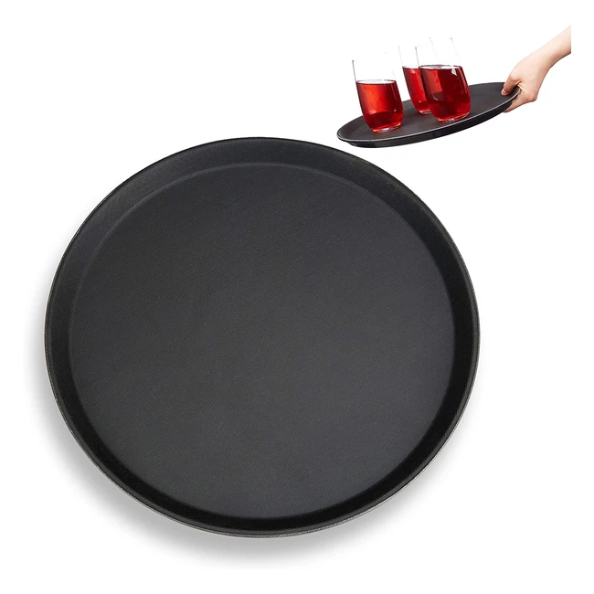 Bandeja Camarero Antideslizante Plástico Negro 35cm - Relaxdays
