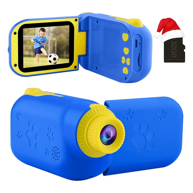 GKTZ Kids Camera for Boys - 1080p Video, 120MP, Rechargeable, 32GB SD Card, Funny Toddler Toys