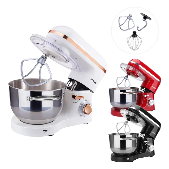 Robot Ptissier Professionnel Arebos 1500W - Bol 6L en Acier Inoxydable - 6 Vitesses - Fonction Pulse