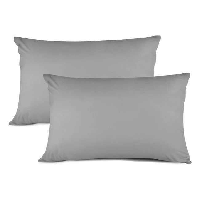Super Soft Brushed Microfiber Grey Pillowcases - 2 Pack Standard Size with Envelope Closure