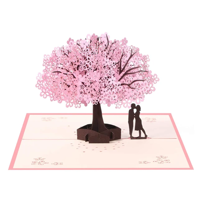 Biglietto Regalo 3D Vicloon con Fiore di Ciliegio per San Valentino, Festa della Mamma, e Matrimonio