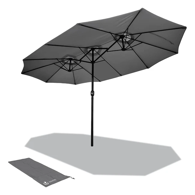 Parasol de jardin double Vounot en aluminium 270x460cm avec manivelle - Protecti