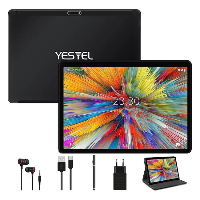 Tablette Tactile Yestel X7 Android Google GMS 10 pouces 4Go RAM 64Go ROM TF 256Go 25D IPS 800x1280 HD Wifi Bluetooth 8000mAh Caméra HD 5MP 8MP Noir