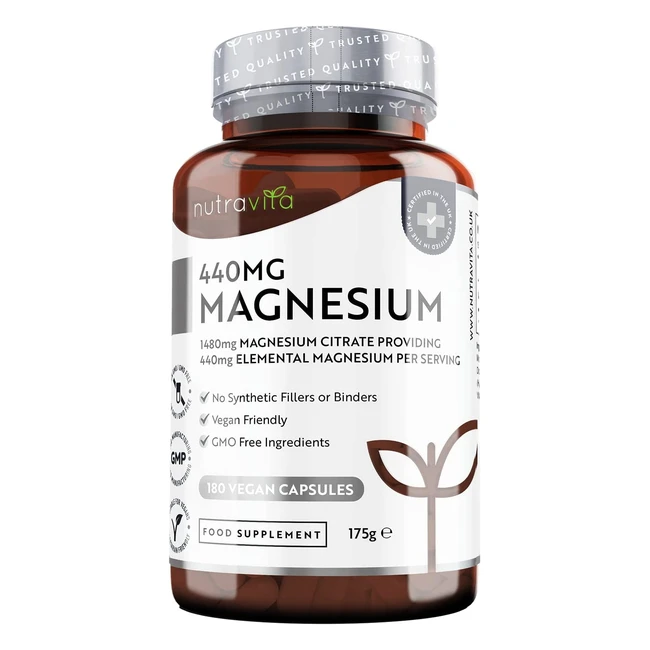Magnesium Citrate 2250mg - Reduziert Mdigkeit strkt Knochen und Nervensyste