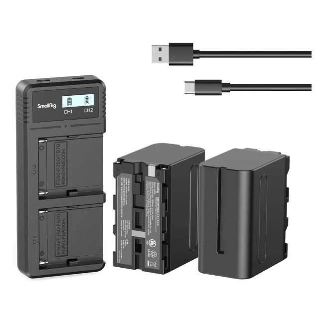 SmallRig NPF970 Ersatzbatterien 7800mAh Pack of 2 mit Schnellladegert USB Du