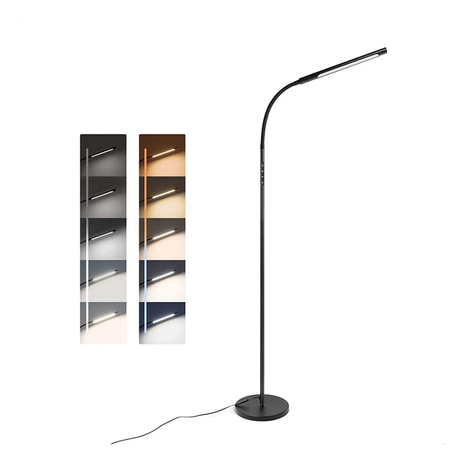 Lampadaire LED Tomons dimmable avec contrôle tactile et minuterie - 12W, noir