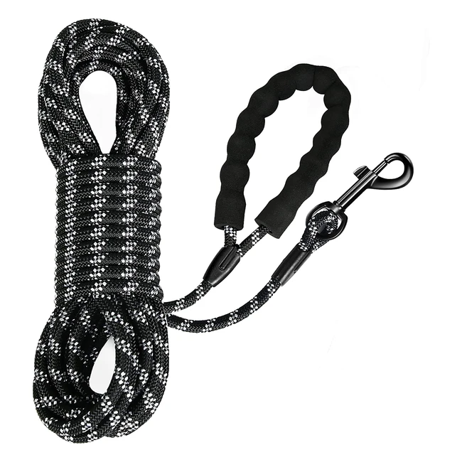 Laisse pour chien Iokheira, corde longue rembourrée avec poignée pour chiens de toutes tailles, noir 5m