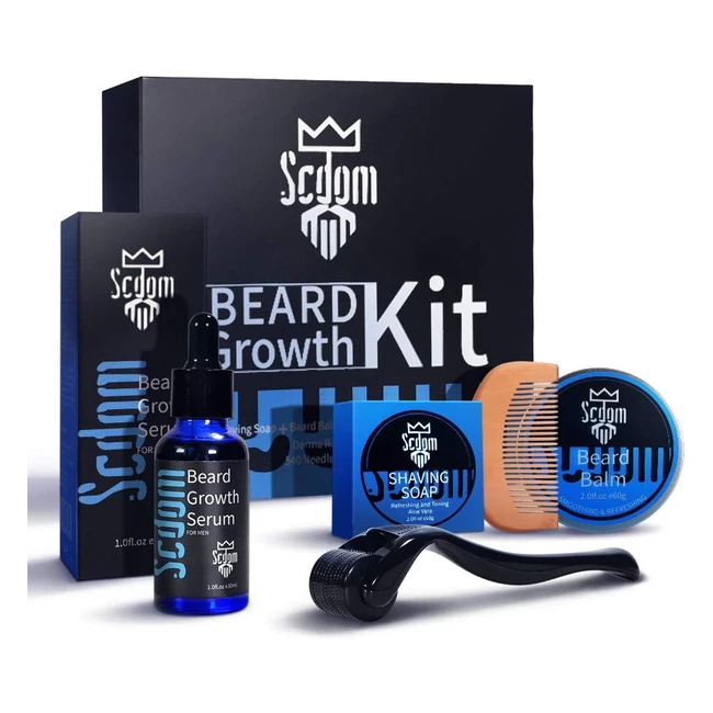 Kit de croissance de barbe pour homme avec derma roller en titane huile de sr