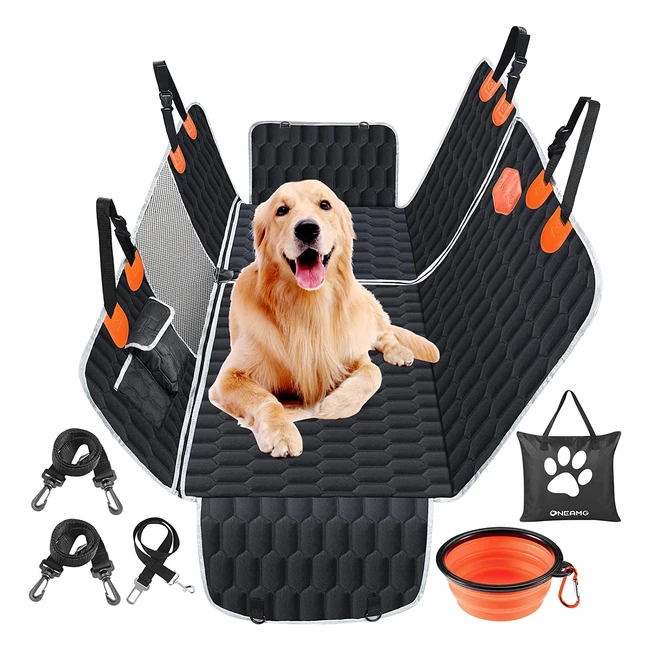 Protection voiture pour chien OneAMG - Housse imperméable et antidérapante avec fenêtre en maille et pochette de rangement - Noir