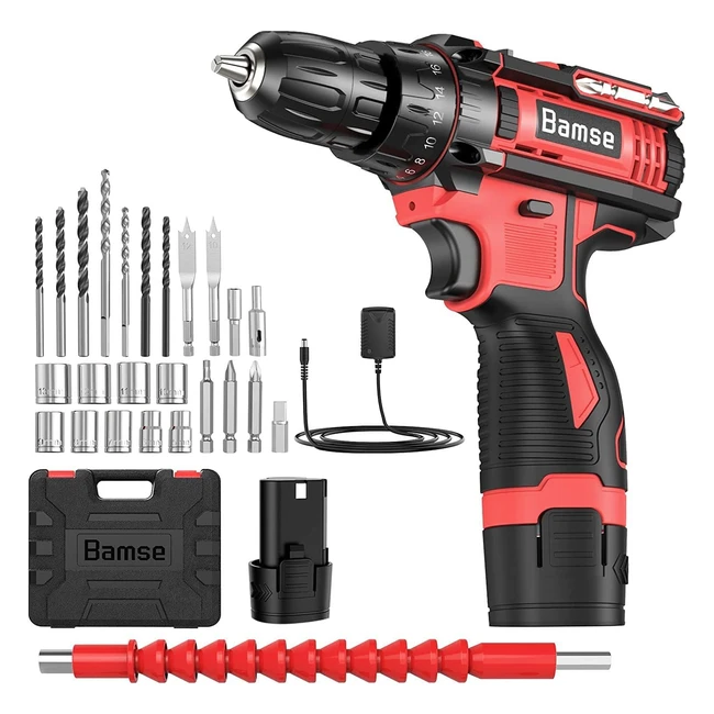 Bamse Cordless Drill Driver 12V with 181 Torque, 2 Speed, LED Light, 1 Battery 1.5Ah - Ideal for Home DIY Projects #FathersDayGifts