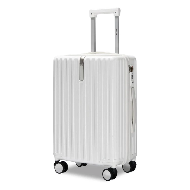 MGob Hartschalenkoffer Handgepäck mit 4 Rollen, TSA-Schloss und Teleskopgriff - 55x37x22cm, 41L - Weiß