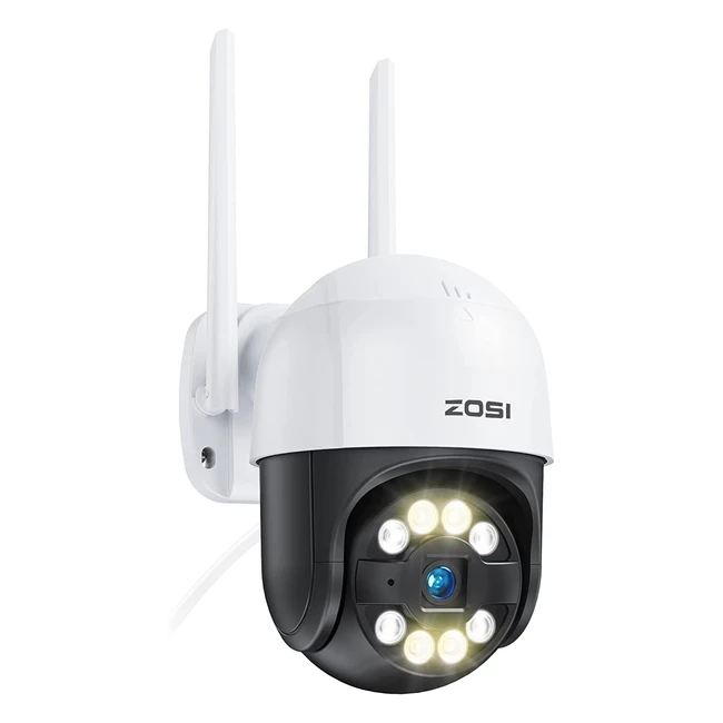 ZOSI 1080P Outdoor Wireless Security Camera with Person & Vehicle Detection, Smart Light & Siren Alarm, Color Night Vision, 2-Way Audio, PTZ IP Camera, Works with Alexa - C289
