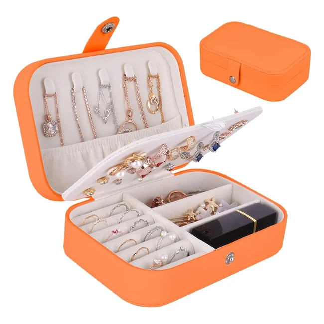 Homchen Jewelry Organizer Bag - Travel Case for Bracelets, Earrings, Rings, and Necklaces - Orange