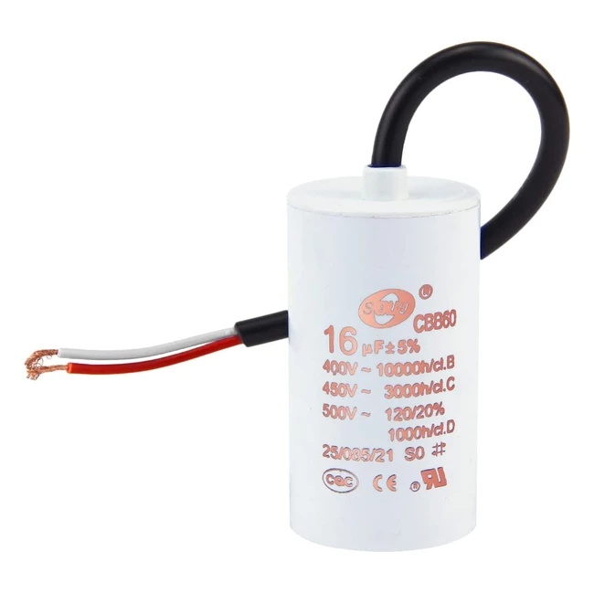 Condensateur moteur VCOCOAL CBB60 AC 450V 16uF avec fil pour démarrage et lancement, idéal pour volet roulant