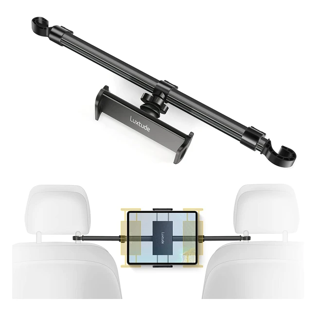 Support iPad voiture Luxtude aluminium antivibrations - Compatible avec iPad, Switch, iPhone et tablettes - Appuie-tête pour voiture - Réf. XXX - Meilleur angle de vue